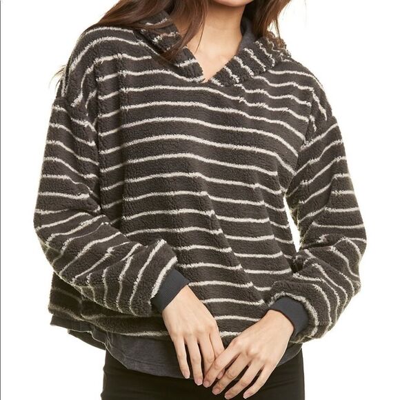 Vintage Havana Fuzzy Striped Hoodie Sweater - Picture 1 of 4